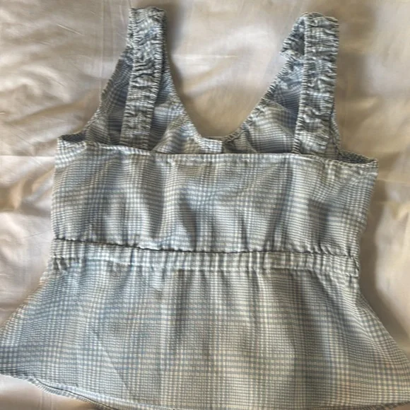 ASTR LIGHT BLUE AND WHITE GINGHAM TOP SIZE M MEDIUM - Picture 7 of 17